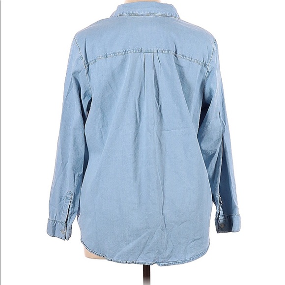 3/$30 1X Denim & Co QVC tencel chambray summer blouse top - Picture 2 of 2